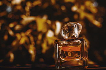 Natural perfume on blurred background