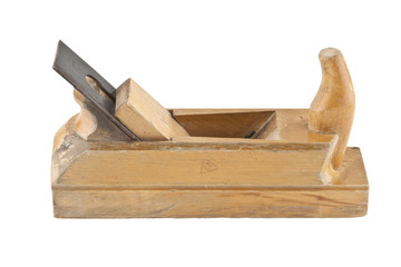 old wood planer isolated on white background