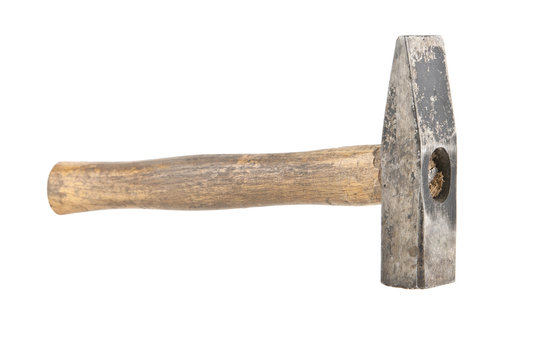 old hammer isolated on white background