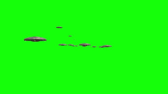 Green screen loop with an UFO invasion