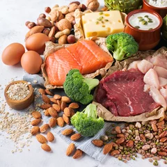 Foto op Aluminium Assortment of healthy protein source and body building food © aamulya