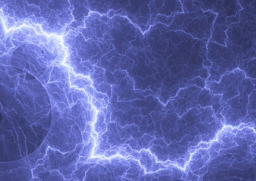 Blue electrical lightning, plasma power background