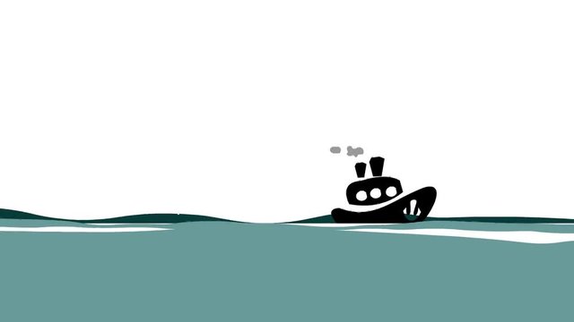 Cartoon animation of sailing ship 