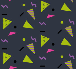 Colorful abstract pattern with simple geometric shapes on dark grey background - 174263303