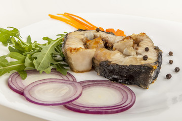 A dish of grilled sturgeon