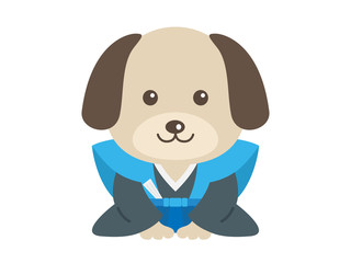 犬のイラスト（お正月Ver）