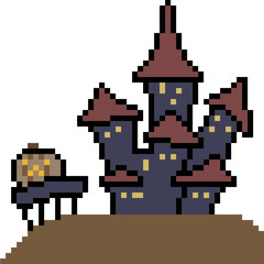 vector pixel art halloween castle