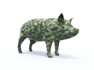 Pig colorized with camouflage material