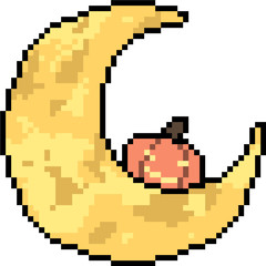Obraz premium vector pixel art halloween moon