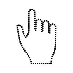 Pixel hand black icon .