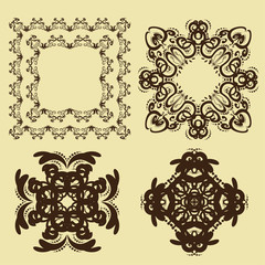 Vintage frames and scroll elements,Floral background design, luxury mandala