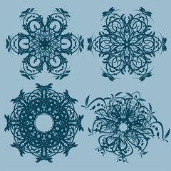 Vintage frames and scroll elements,Floral background design, luxury mandala