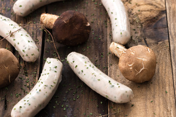 sausage with mushrooms shiitake