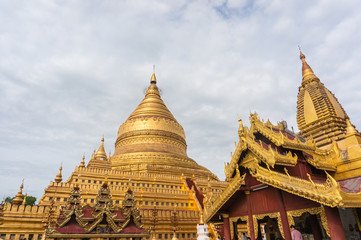 Fototapeta premium Golden Pagoda on hill in Burma's capital