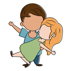 man holding woman couple cute icon image vector illustration design 