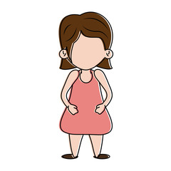 girl with short hair and dress icon image vector illustration design 