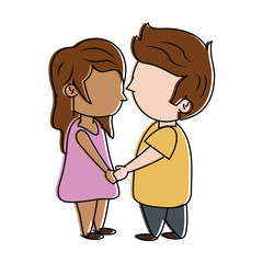 man and woman holding hands couple cute  icon image vector illustration design 