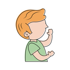 boy stretching arm forward  sideview  icon image vector illustration design 