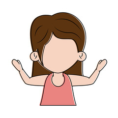 girl raising arms up icon image vector illustration design 