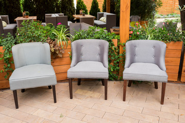 soft chairs on the street