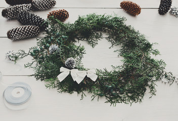 Creative diy hobby. Handmade craft christmas decoration, ornament and garland