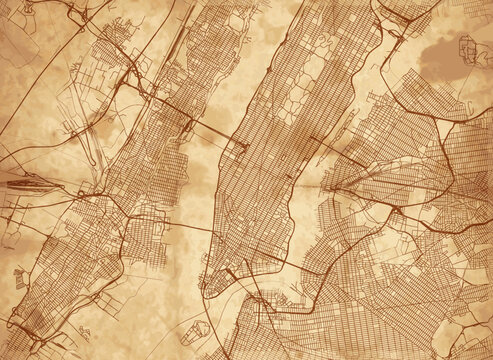 Vector black map of New york