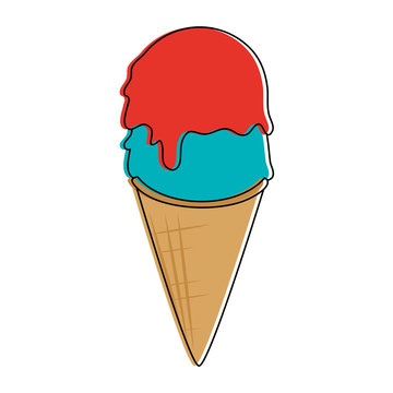 ice cream cone with two scoops icon image vector illustration design 