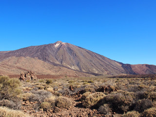 teide mountain in tenerife with surrounding volcanic landscape