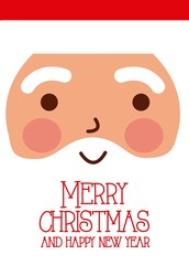 merry christmas and happy new year card santa claus face