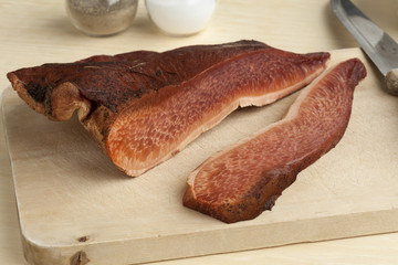Fresh slice of a beefsteak fungus