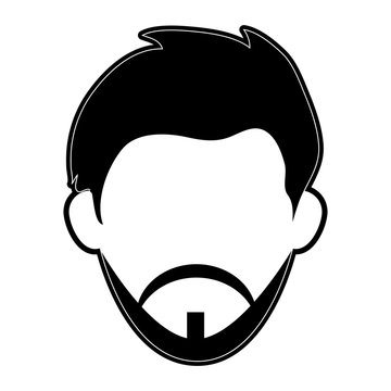 bearded man avatar head icon image vector illustration design  black and white