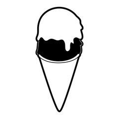 ice cream cone with two scoops icon image vector illustration design  black and white