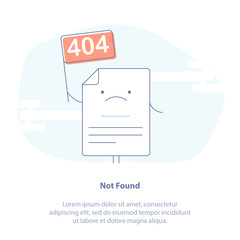 404 Error Page or File not found icon. Page with flag 404 on laptop display. Isolated vector illustration. 