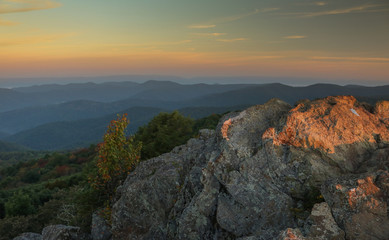 Bearfence Mountain Sunrise in Shenandoah National Park, Virginia