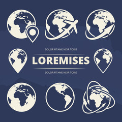 Globe earth and navigation icons set