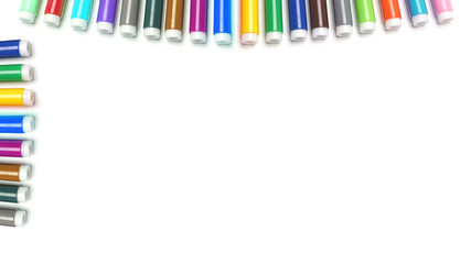 Multicolored Felt Tip Pens on White Background.