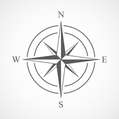 Gray compass icon. Vector illustration.