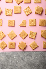 Crackers  on pink background