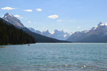 rowboat in mountain lake