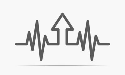 Heartbeat sign with arrow up. Vector illustration.