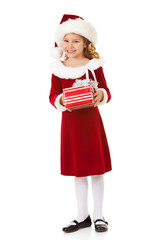 Christmas: Santa Girl Holds Christmas Gift