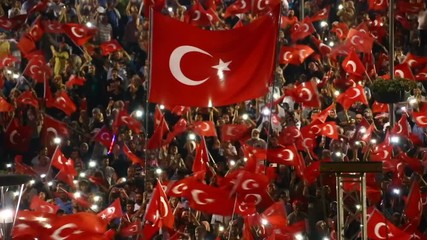 27 July 2016,Konyal - TURKEY: After the military coup in Turkey continues to keep democracy seizures occur in people with flag