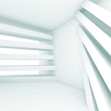 White room with pattern of stripe beams 3 d © evannovostro