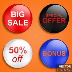 Button. Great sale. Discounts. Tag. Purchases. For your design.