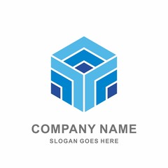 Geometric Hexagon Square Cube Space Box Architecture Interior Construction Business Company Stock Vector Logo Design Template