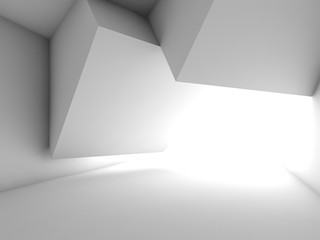 Abstract blank interior background, 3d white cube