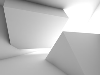 White cube shaped installation, 3d render