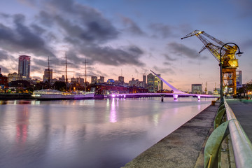 Obraz premium Puerto Madero in Buenos Aires, Argentina, after sunset