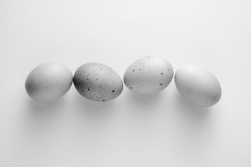 black and white chicken eggs are a popular food worldwide.