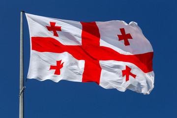 Batumi. Flags on the city embankment.